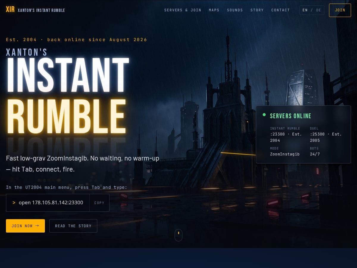 Landing-page snapshot of xantons-instant-rumble.com
