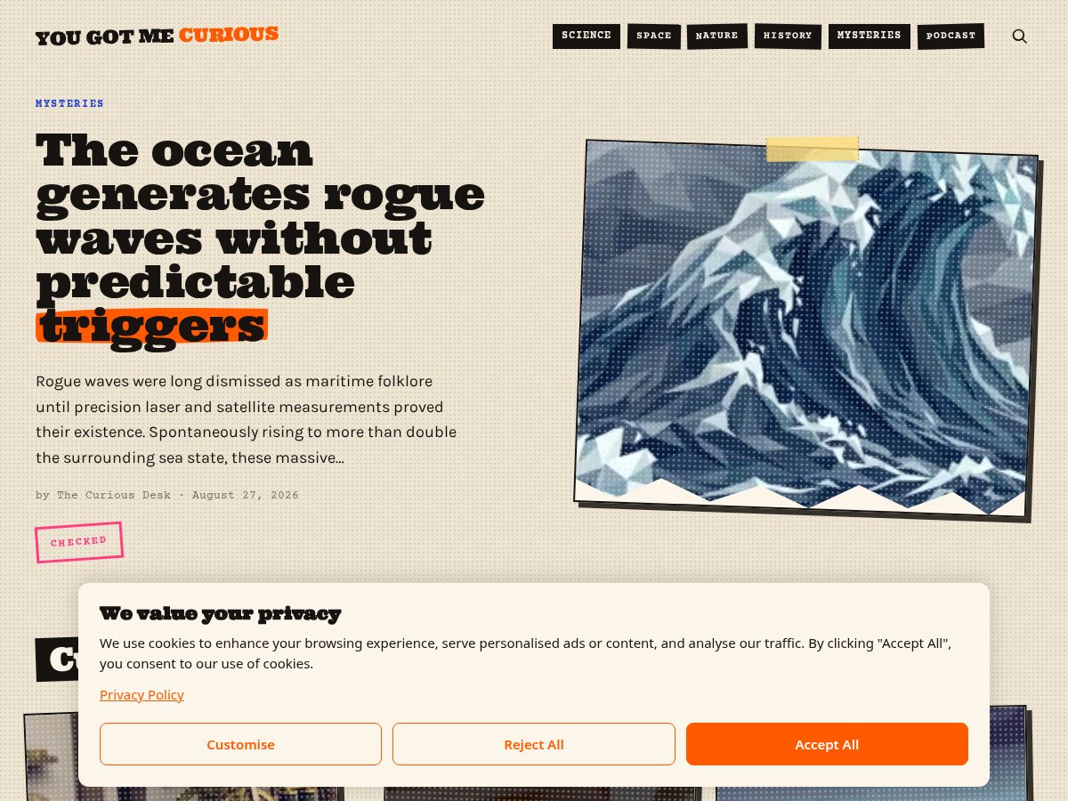 Landing-page snapshot of yougotmecurious.com