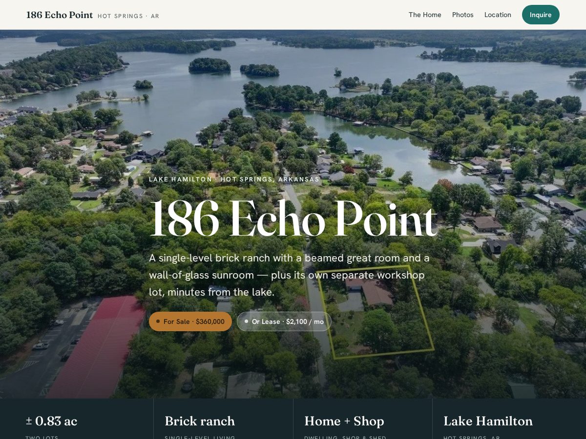Landing-page snapshot of 186echopoint.com