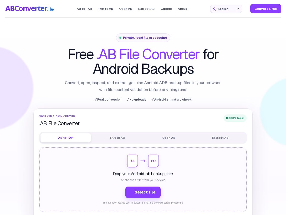 Landing-page snapshot of abconverter.live