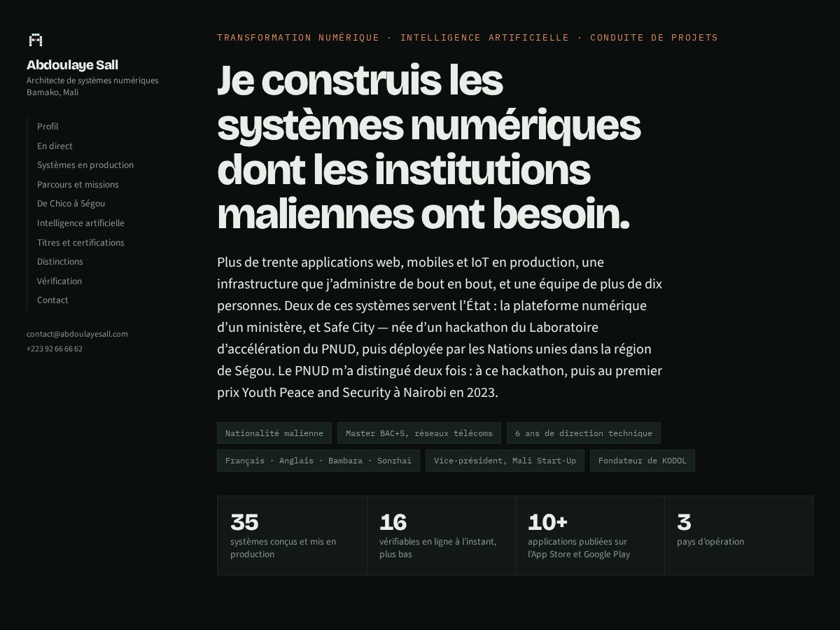 Landing-page snapshot of abdoulayesall.com
