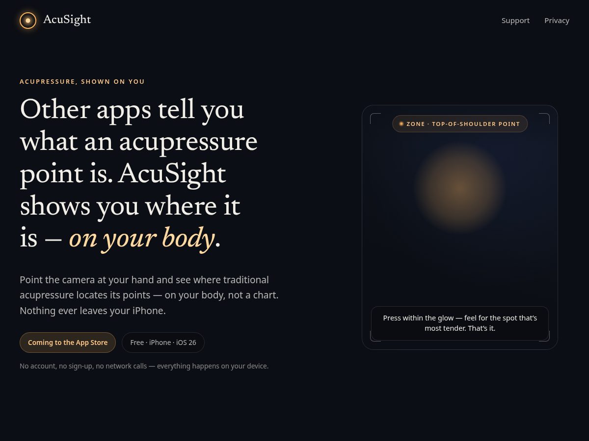 Landing-page snapshot of acusight.app