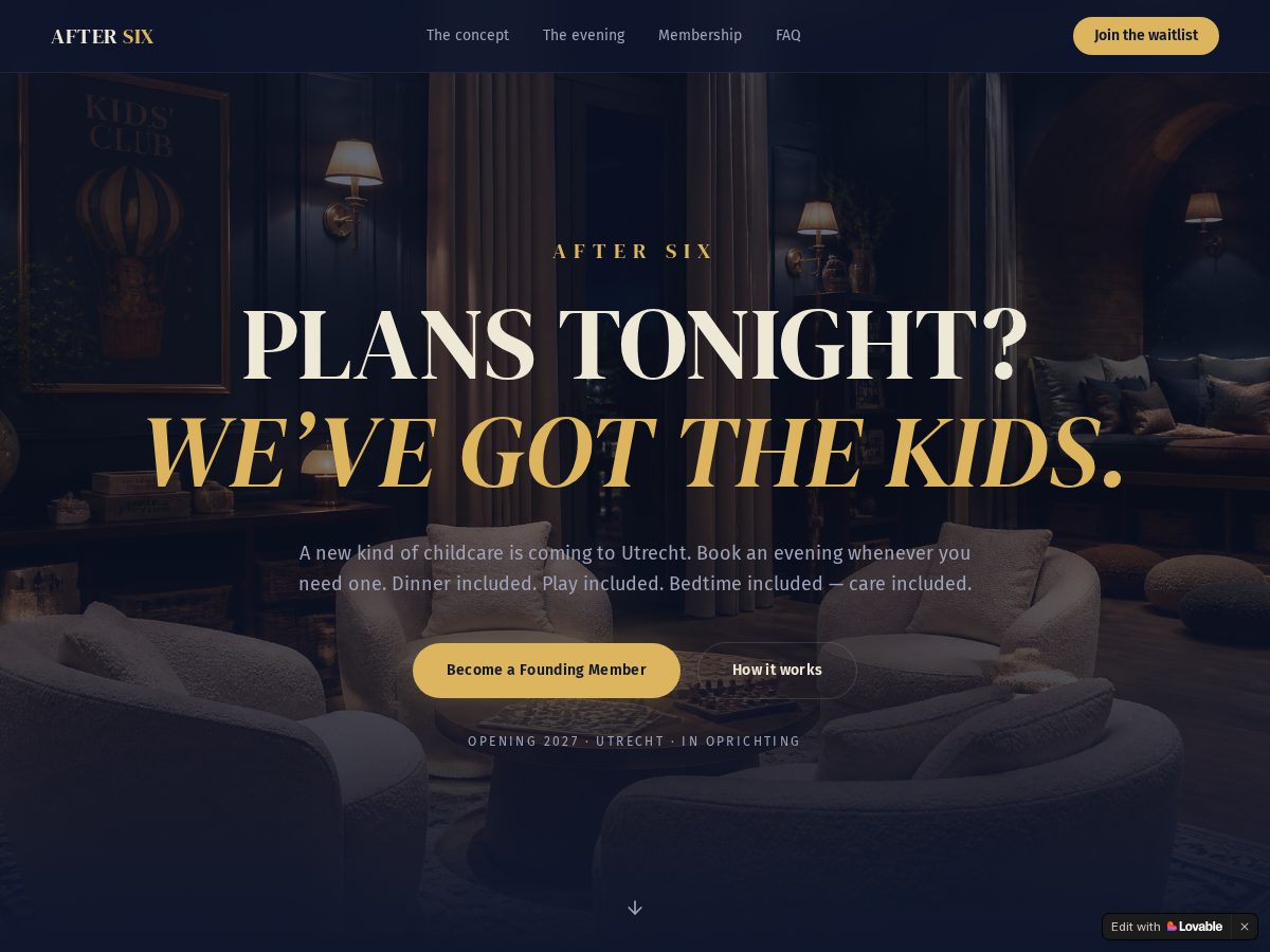 Landing-page snapshot of aftersixclub.com