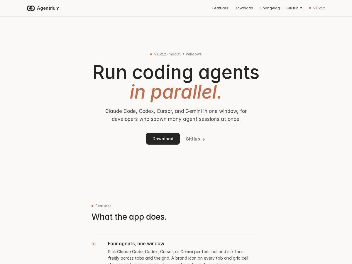 Landing-page snapshot of agentrium.app