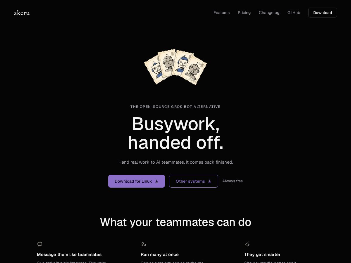 Landing-page snapshot of akeru-bot.com