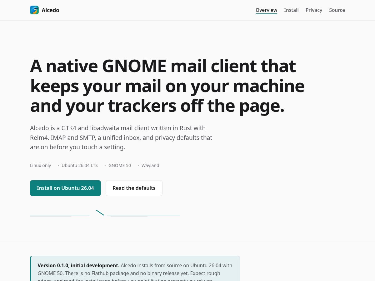 Landing-page snapshot of alcedo.email