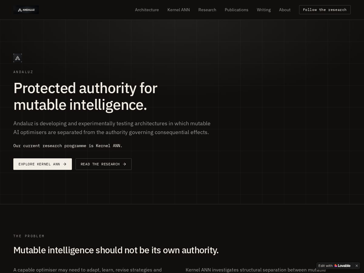 Landing-page snapshot of andaluzkernel.com