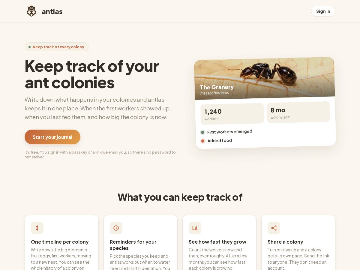 Landing-page snapshot of antlas.app