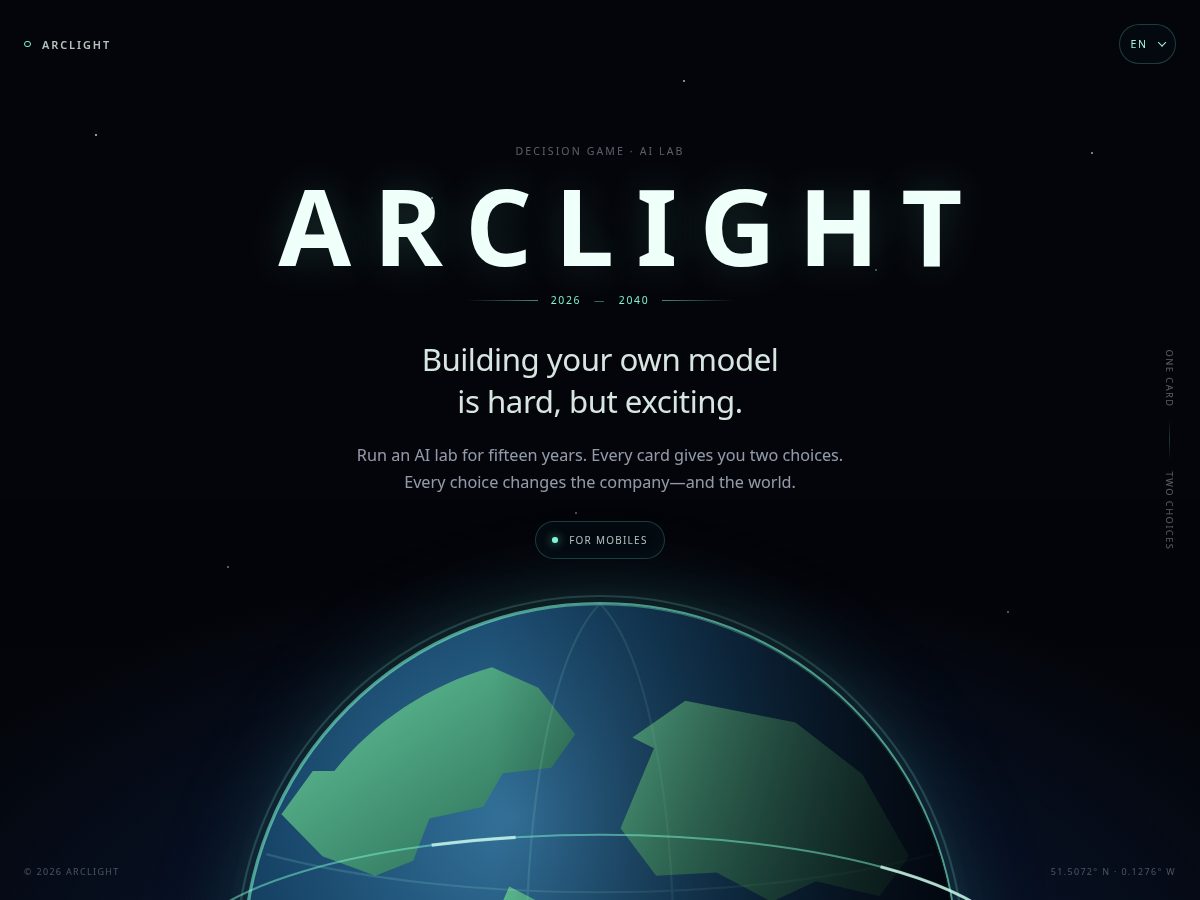 Landing-page snapshot of arclight.today