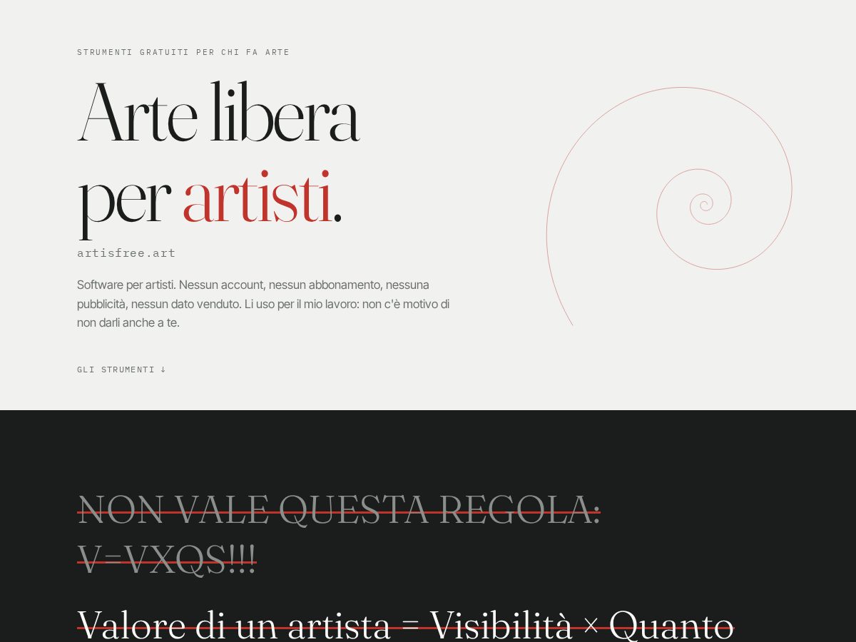 Landing-page snapshot of artisfree.art