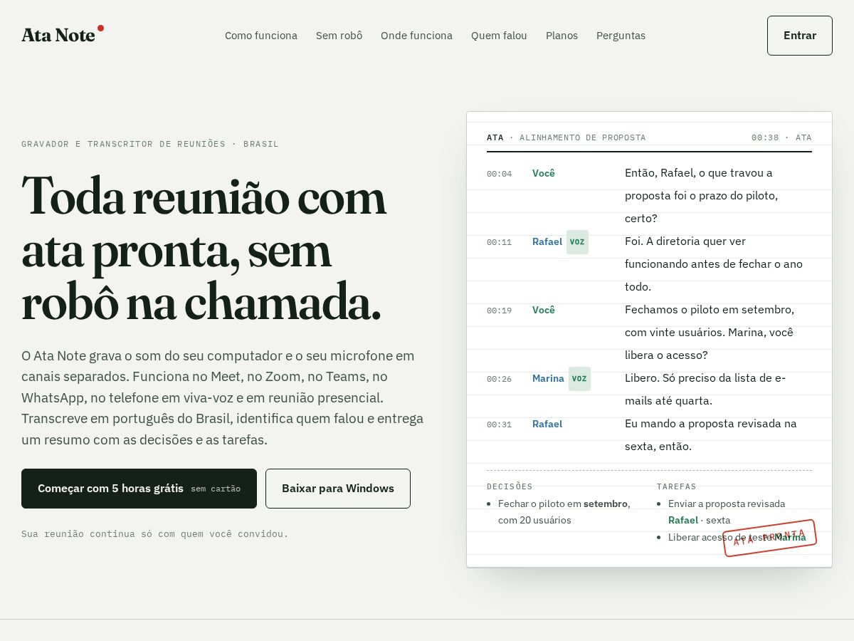 Landing-page snapshot of atanote.app