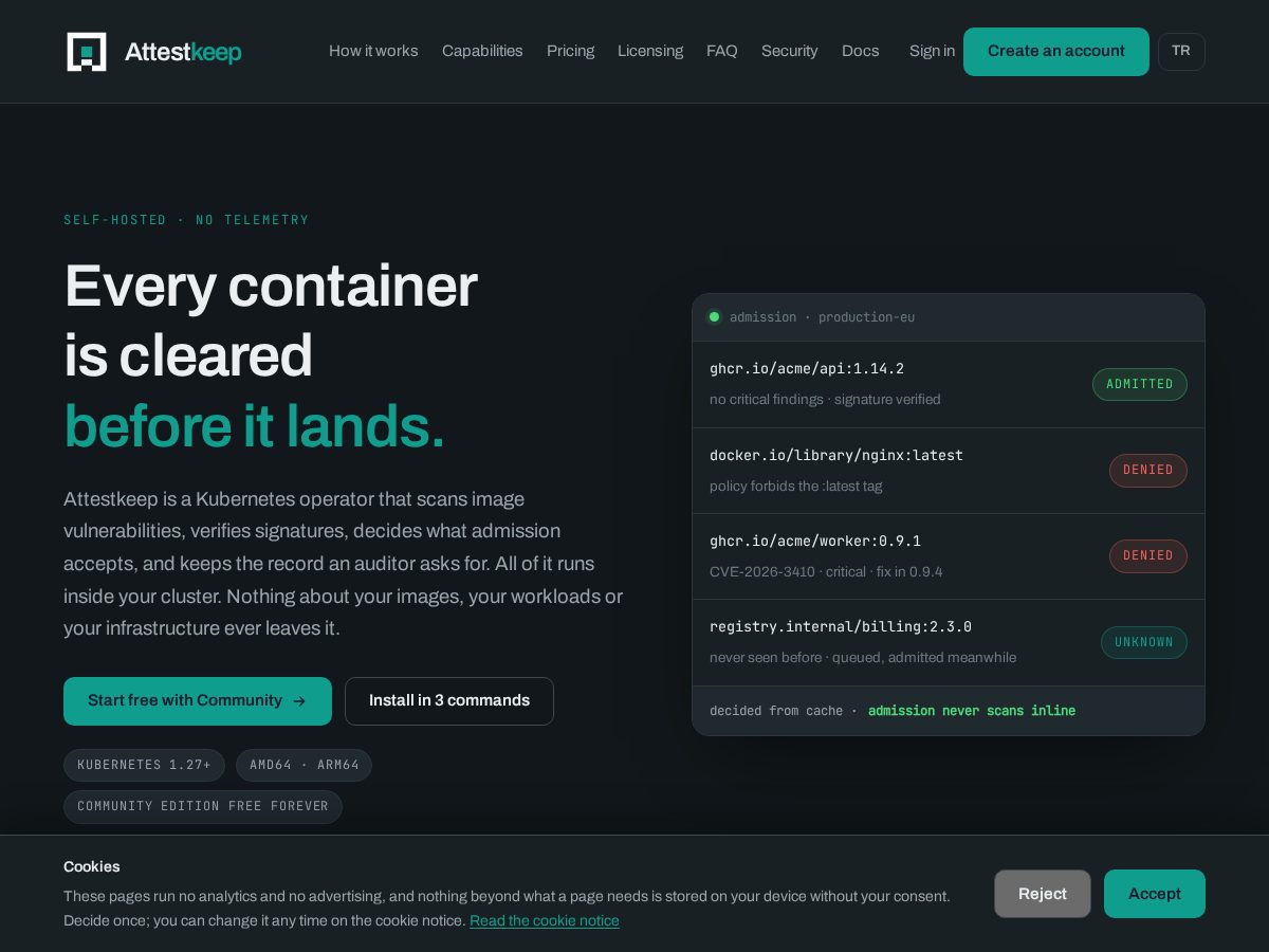 Landing-page snapshot of attestkeep.com