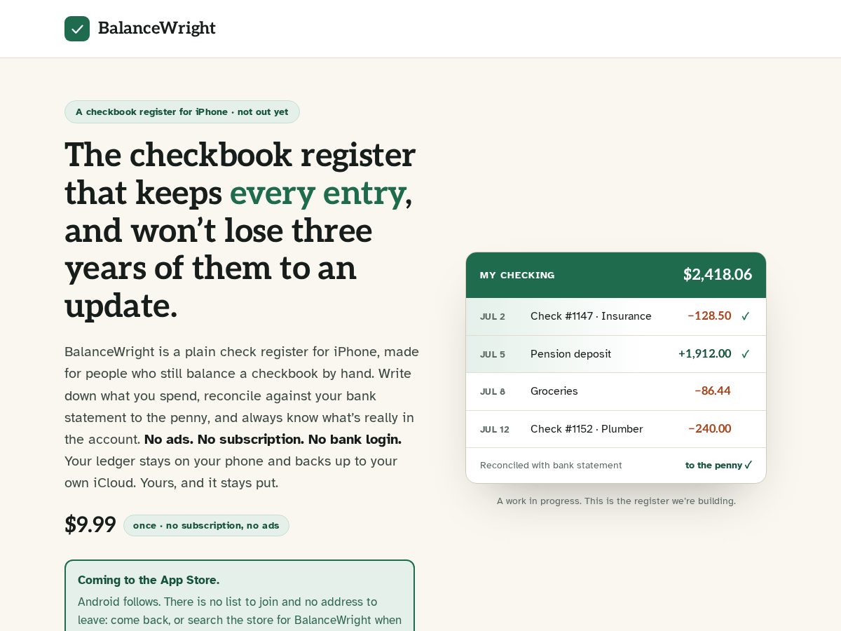 Landing-page snapshot of balancewright.com