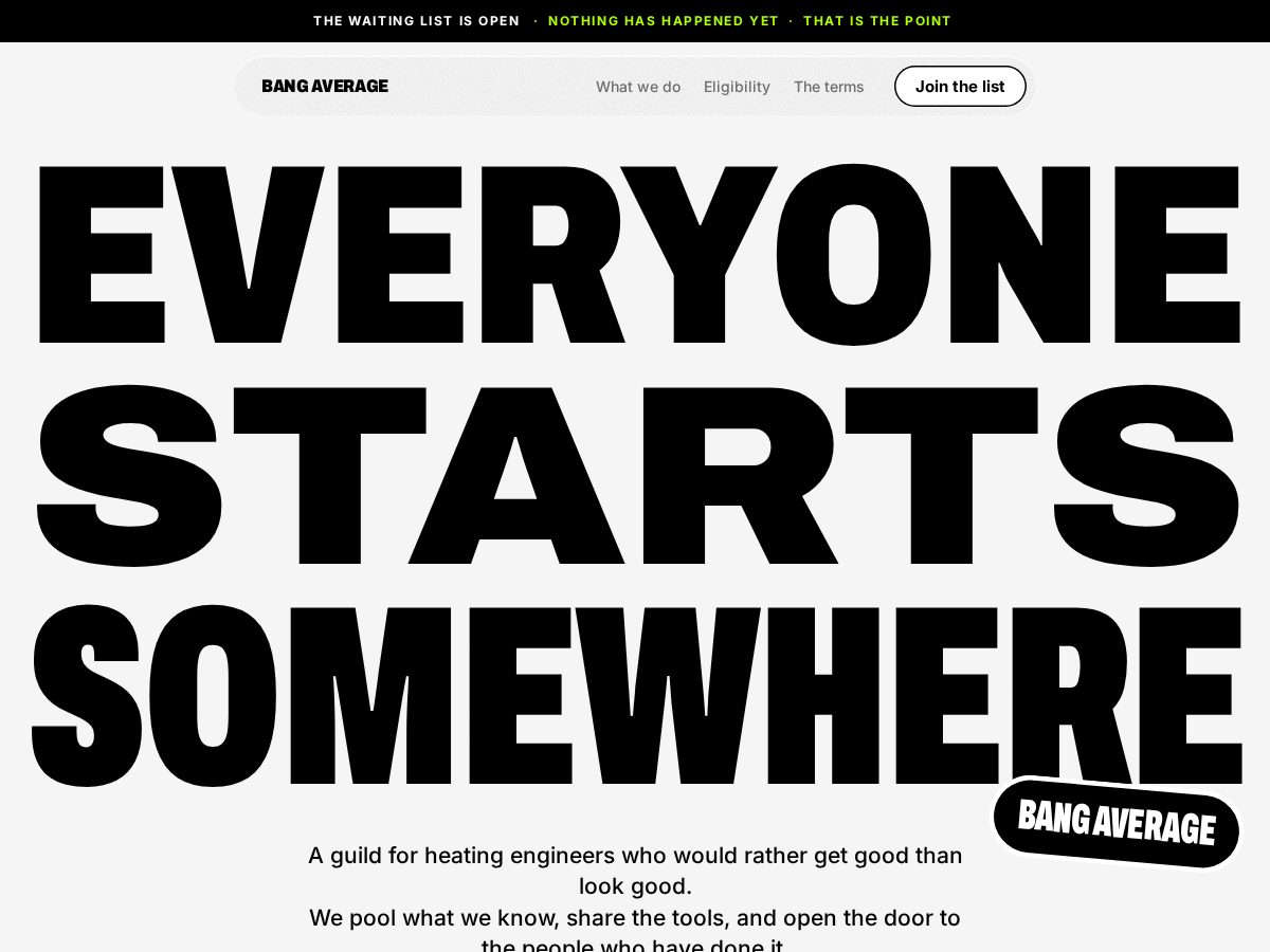 Landing-page snapshot of bangaverage.work