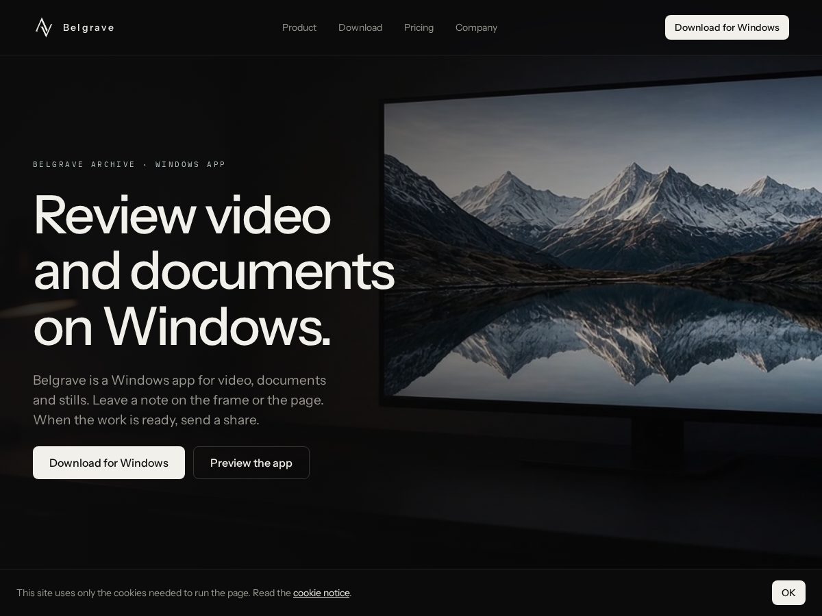 Landing-page snapshot of belgravearchive.com