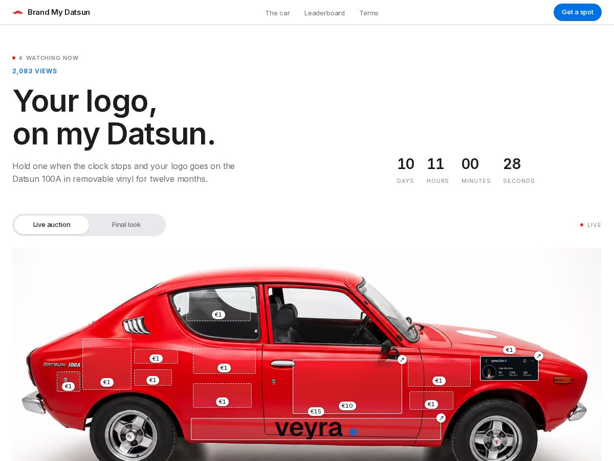 Landing-page snapshot of bidmycar.lol