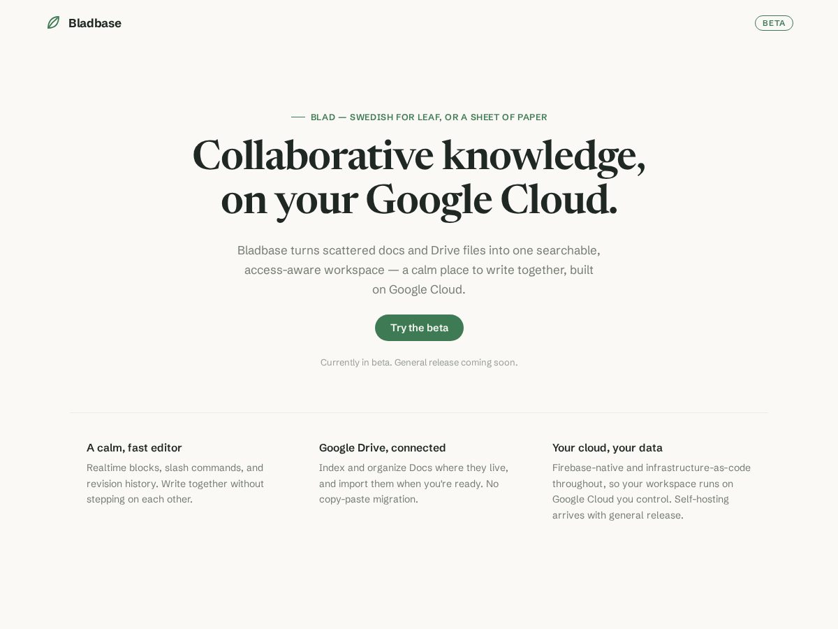 Landing-page snapshot of bladbase.com