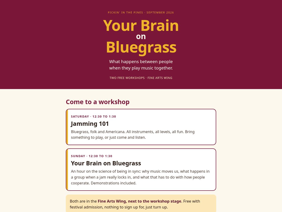 Landing-page snapshot of brainonbluegrass.org