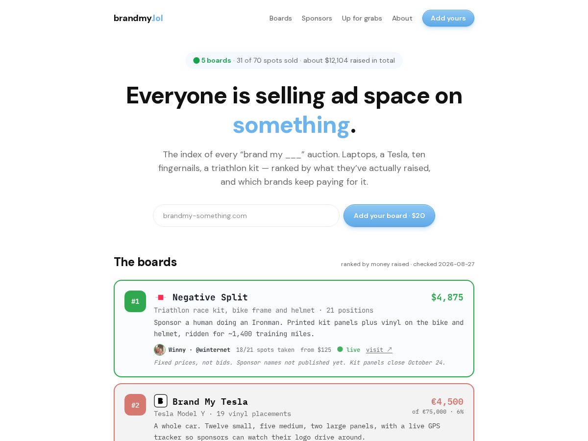 Landing-page snapshot of brandmy.lol