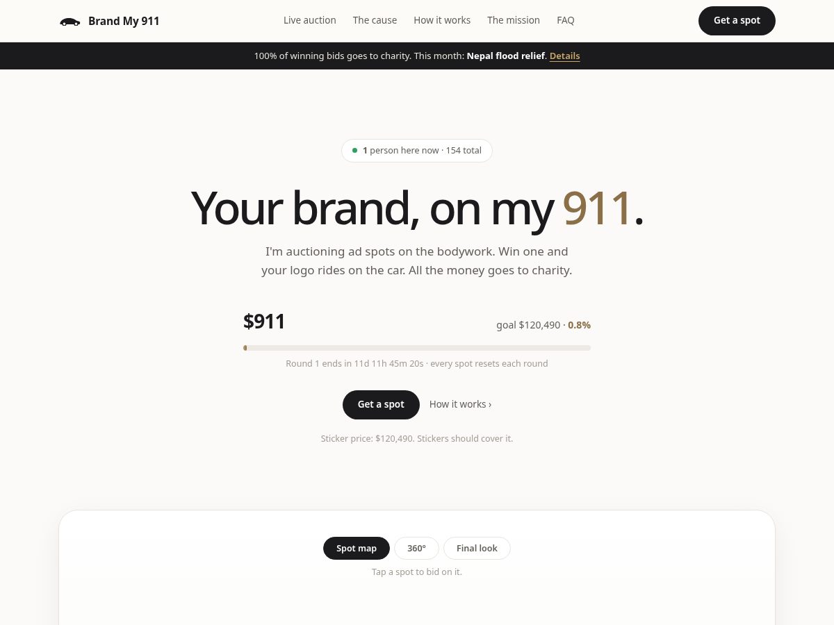 Landing-page snapshot of brandmy911.com