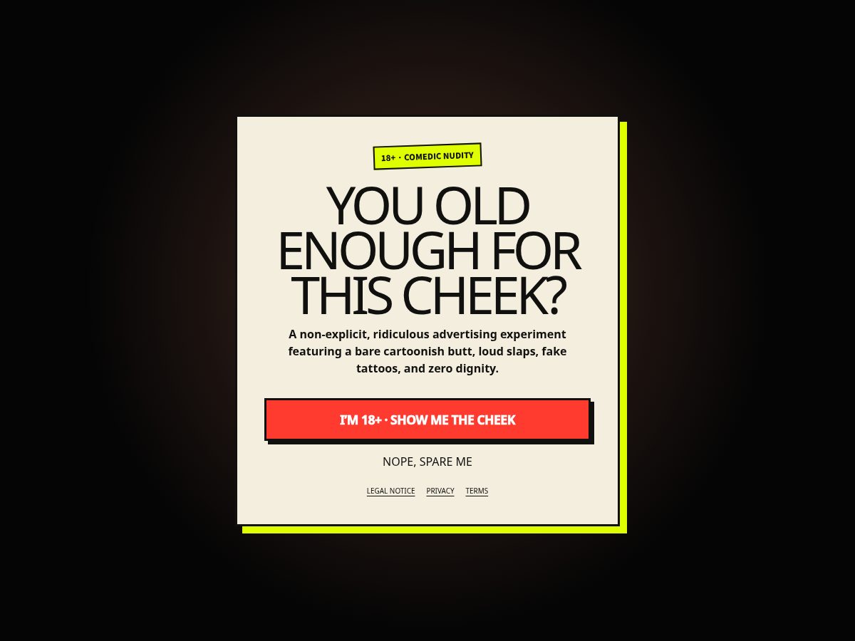 Landing-page snapshot of brandmyass.lol