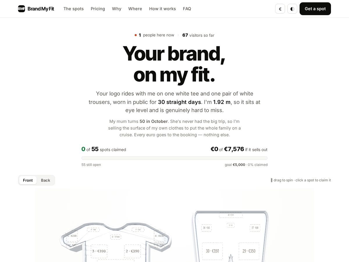 Landing-page snapshot of brandmyfit.com