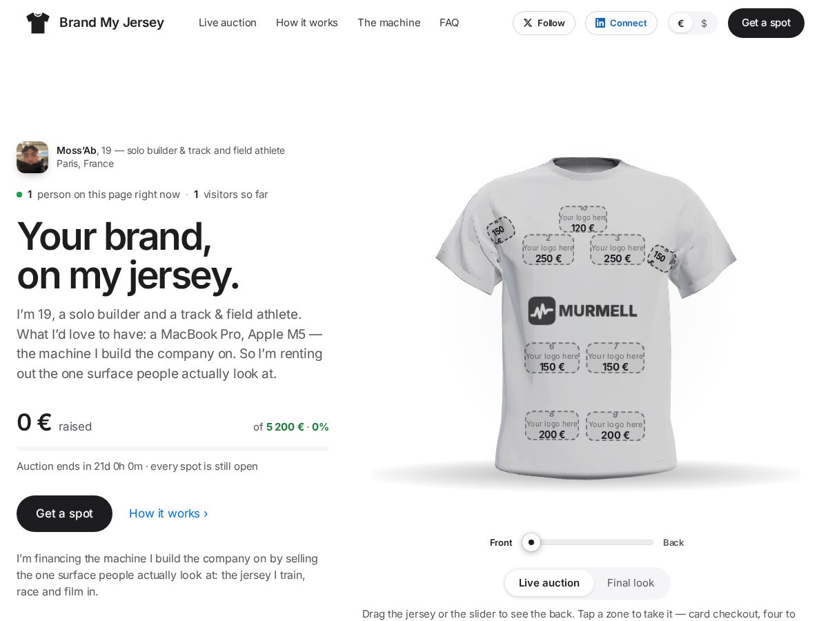 Landing-page snapshot of brandmyjersey.lol
