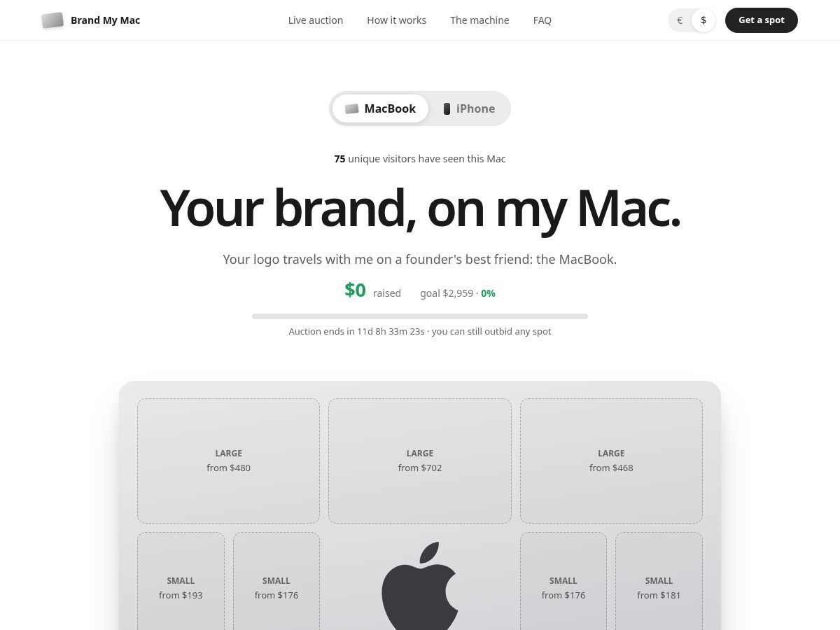 Landing-page snapshot of brandmymac.app
