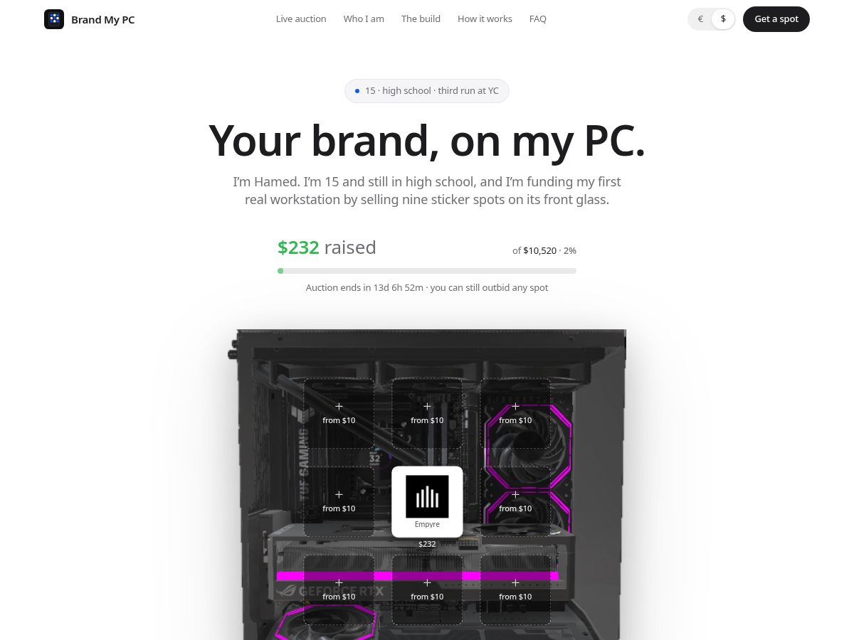 Landing-page snapshot of brandmypc.online