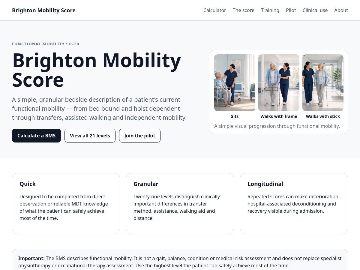 Landing-page snapshot of brightonmobilityscore.com