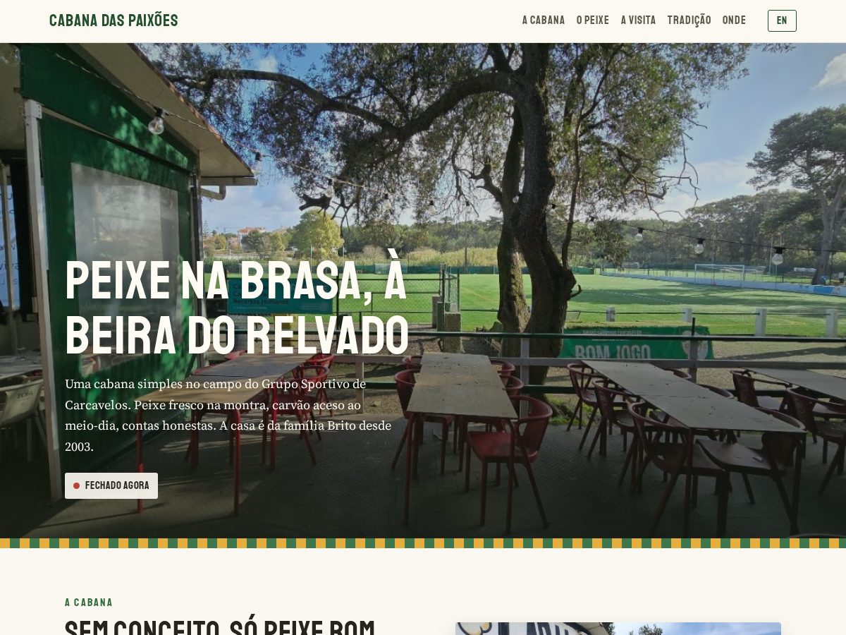 Landing-page snapshot of cabanadaspaixoes.com