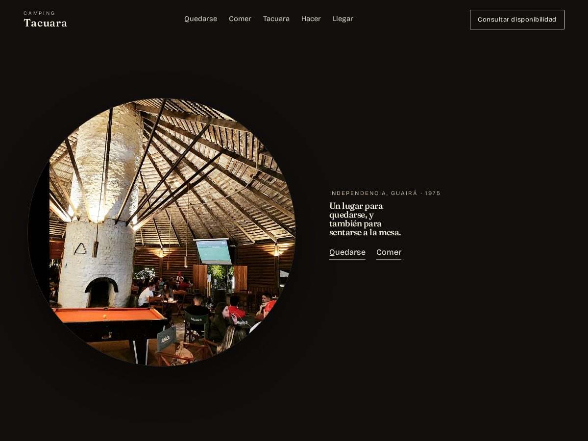 Landing-page snapshot of campingtacuara.com