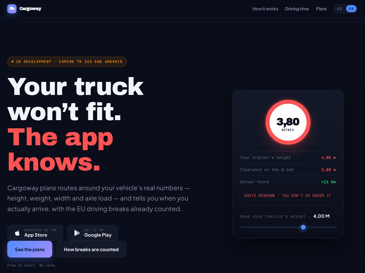 Landing-page snapshot of cargoway.app