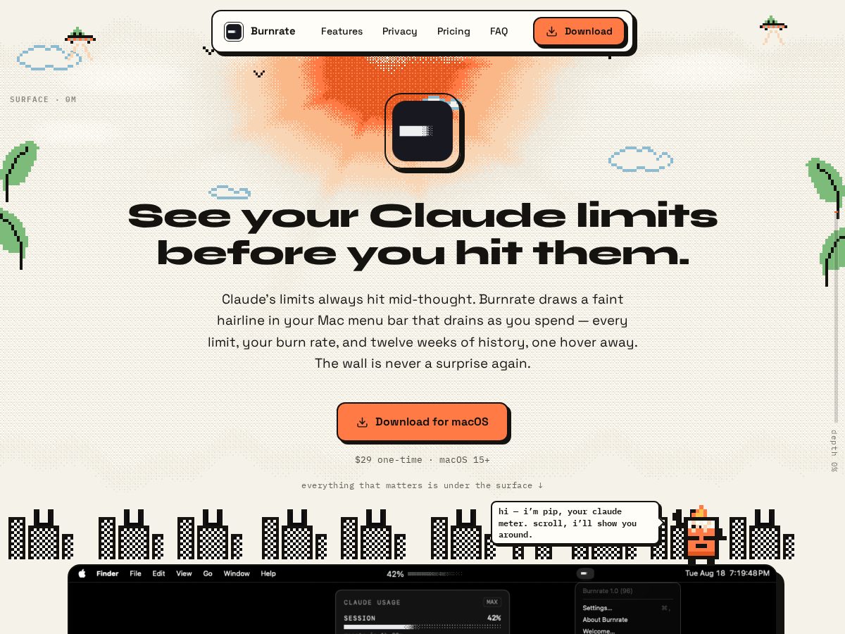 Landing-page snapshot of ccburnrate.com
