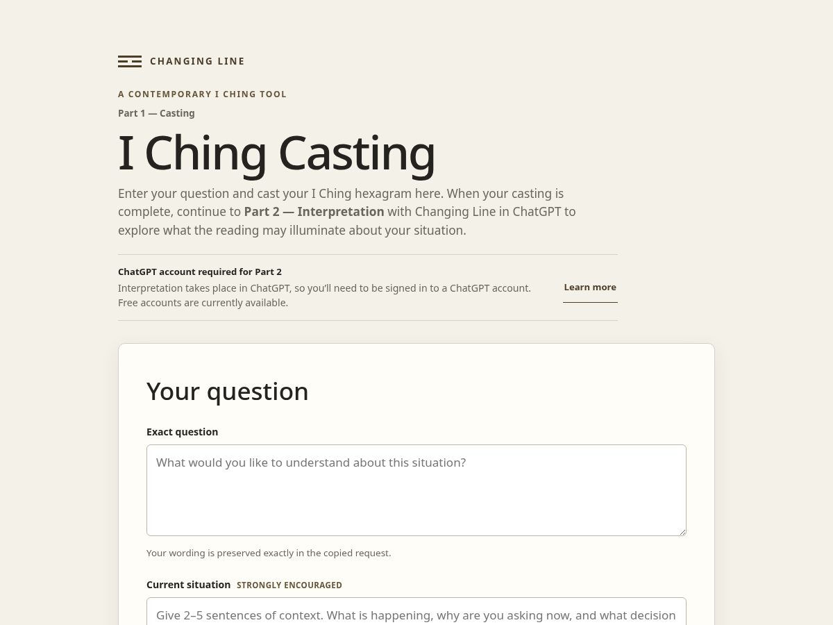 Landing-page snapshot of changingline.com