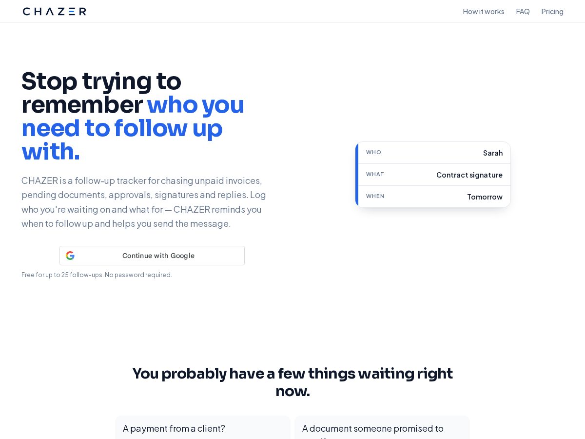 Landing-page snapshot of chazer.app