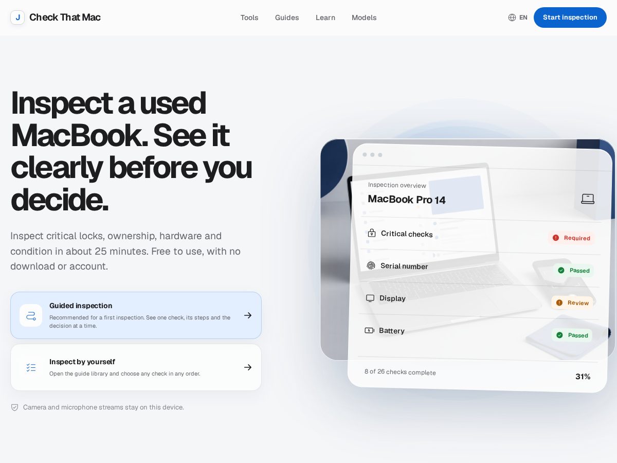 Landing-page snapshot of checkthatmac.com