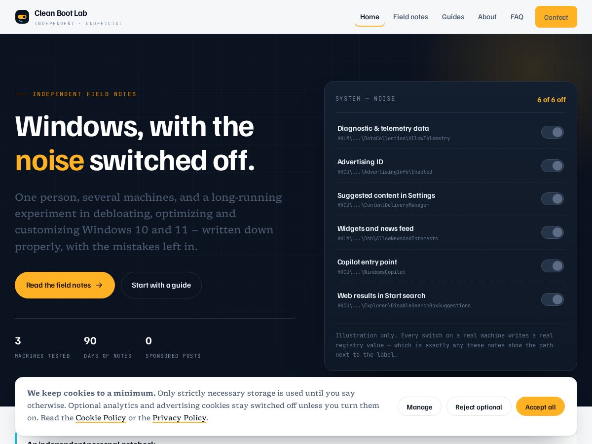 Landing-page snapshot of cleanbootlab.com