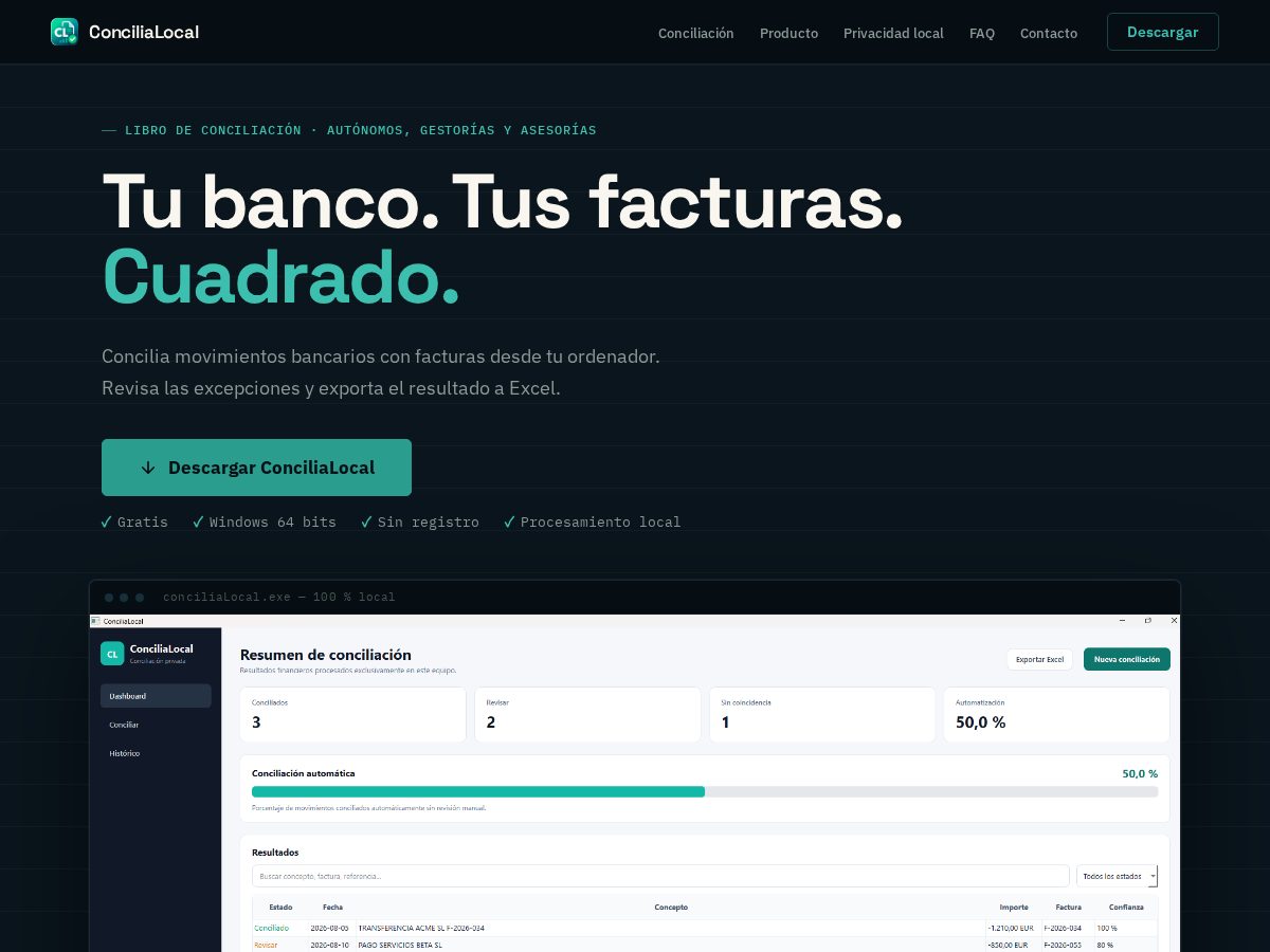 Landing-page snapshot of concilialocal.com