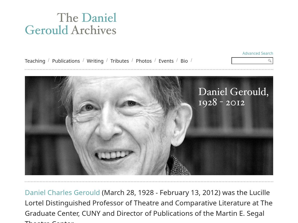 Landing-page snapshot of danielgerouldarchives.org