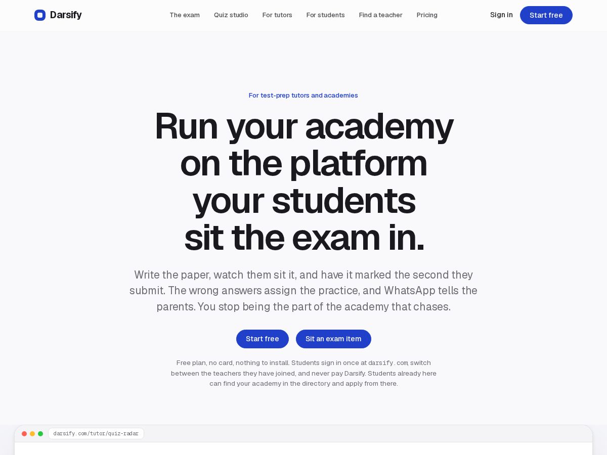Landing-page snapshot of darsify.net