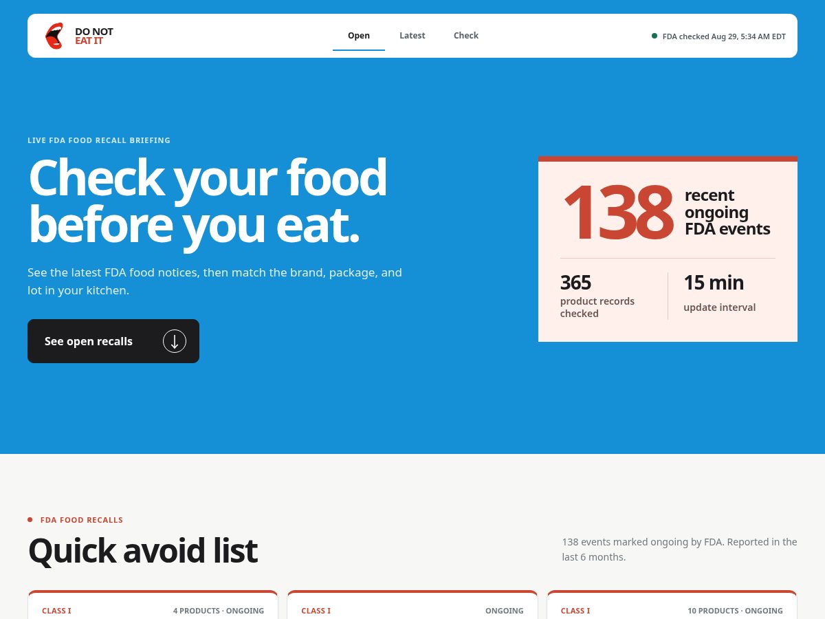 Landing-page snapshot of donoteatit.com