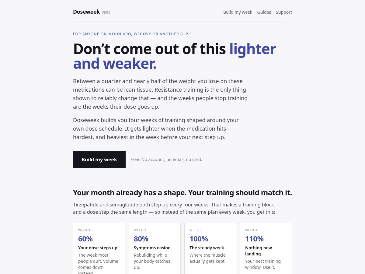 Landing-page snapshot of doseweek.com