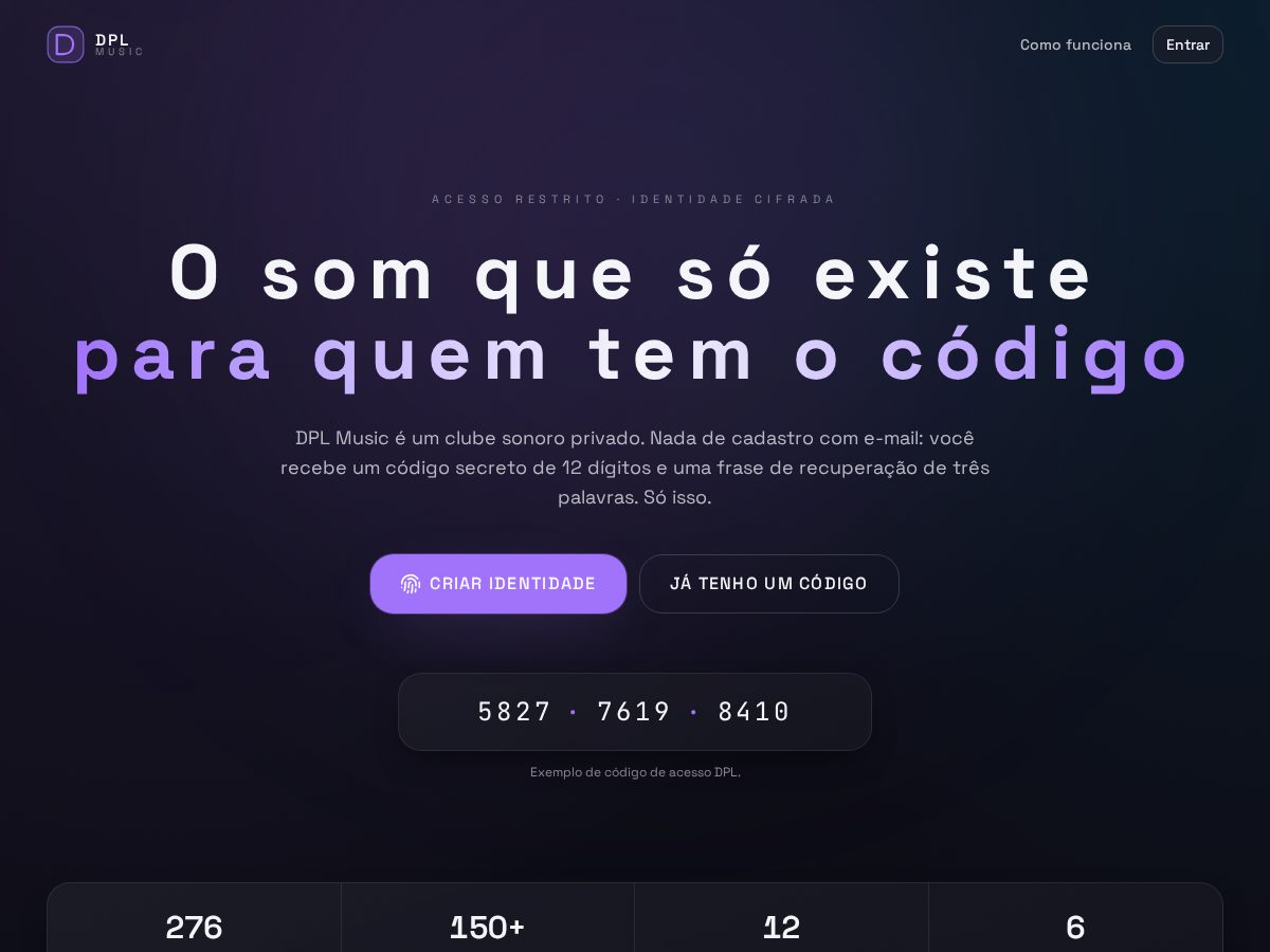 Landing-page snapshot of dplmusic.online