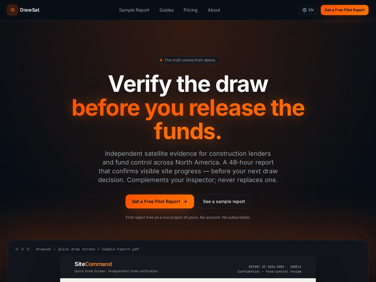 Landing-page snapshot of drawsat.com