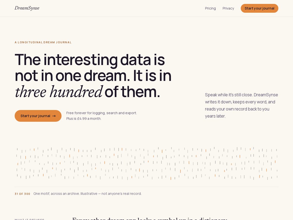 Landing-page snapshot of dreamsynse.com