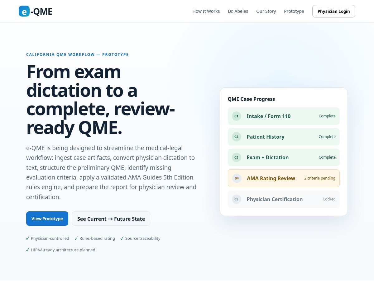 Landing-page snapshot of e-qme.com