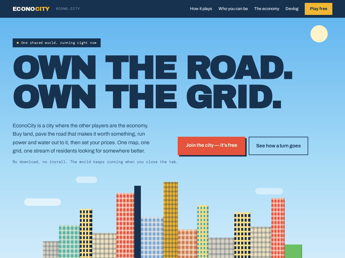 Landing-page snapshot of econo.city