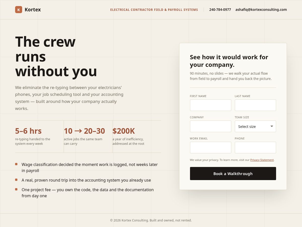 Landing-page snapshot of electricalcontractorsapp.site