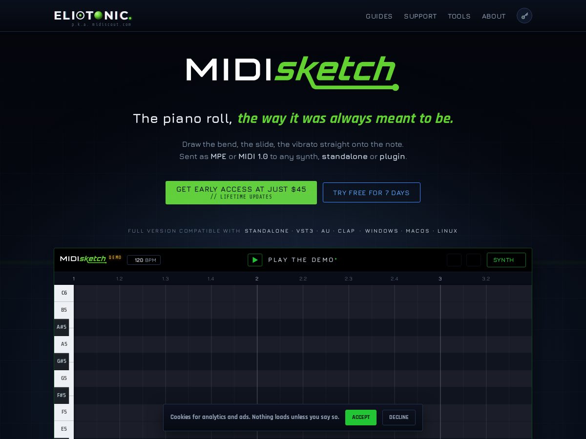 Landing-page snapshot of eliotonic.com